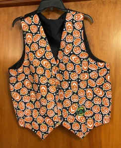 Women's Halloween Vest by Perfection Sz. XL Pumpkins Orange Black Costume Party - Picture 1 of 5