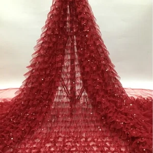 Sequin Ruffle Lace Fabric Mesh Tulle Glitter Bling for DIY Dress Gown Bridal - Picture 1 of 15