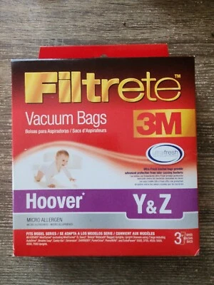 Filtrete 3M Micro Allergen Hoover Y & Z Box Of 3 Vacuum Bags New  - Image 1 of 4
