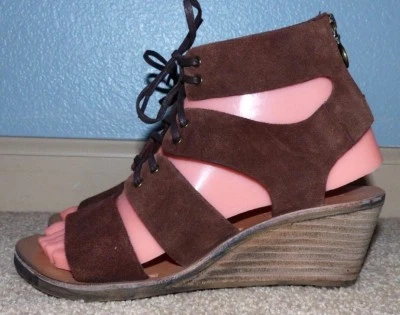 Sandalias para mujer 6,5 Denim & Supply Ralph Lauren Leni marrón gamuza cuña punta abierta Foto 1 de 4