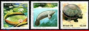 1613-15 BRAZIL 1979 AMAZON PARK CONSERVATION, PLANT, TURTLE, MI# 1709-11, MNH - Picture 1 of 2