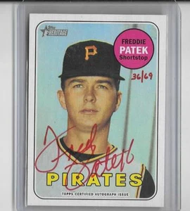 FREDDIE PATEK 2018 TOPPS HERITAGE REAL ONE RED INK AUTOGRAPH AUTO #36/69 PIRATES - Picture 1 of 1