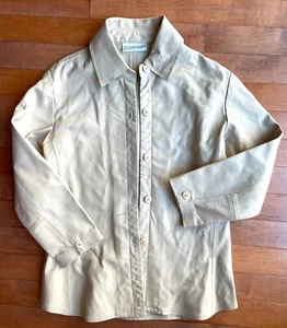 EUC Sz 2 HUGO BUSCATI 4/5 Sleeve Soft Yellow Leather Shirt / Jacket - Picture 1 of 12