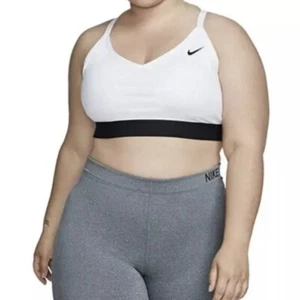 NWT Nike Women's Plus Size Indy Sports Bra White/Black 3X - Picture 1 of 4