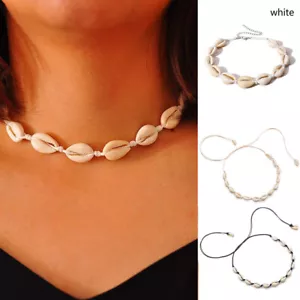 Adjustable Natural Sea Shell Necklace Clavicle Rope Choker Beach Summer Women - Picture 1 of 22