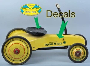 PEDAL CAR, RARE PARSONS IRISH MAIL, 1930's / 40's. Decals Only - Picture 1 of 2