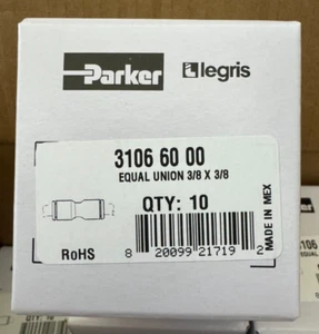 (10) LEGRIS 3106 60 00 NYLON UNION, PUSH-TO-CONNECT X PUSH-TO-CONNECT 3/8" TUBE - Picture 1 of 3