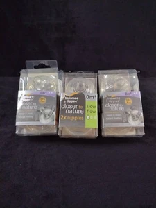 Lote de 3 pares de pezones de lactancia Tommee Tippee de flujo lento sin abrir 0 m+ sin usar, en caja - Imagen 1 de 7