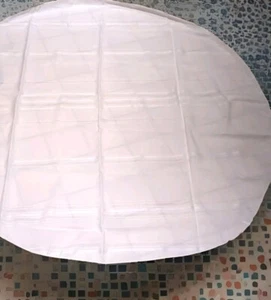Tablecloth 60" ROUND White SATIN STRIPE Table Cover Cloth New Vintage - Picture 1 of 9