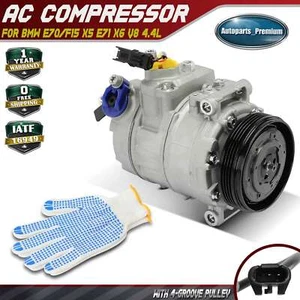A/C Compressor w/ 4-Groove for BMW E70/F15 X5 10-11 13-14 E71 X6 08-14 V8 4.4L - Picture 1 of 11