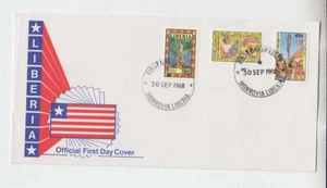 Liberia # 1105-07 FDC 1988 Bridge - Dancers - Sasa Players - Picture 1 of 1