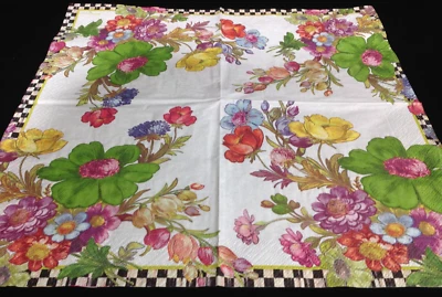 Servilleta de almuerzo Mackenzie Childs White Flower Market (1) difícil de encontrar para decoupage Foto 1 de 3