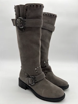 New SAM EDELMAN  DERYN Suede Studded Knee High Boots Women Sz 6 Medium - Grey * - Image 1 of 4