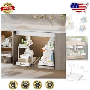 2-Tier Metal Under Sink Organizer with Slide-Out Shelves - Space Saving Rack - Picture 1 of 8