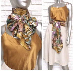Vintage Scarf Belt Floral Print by Express Rayon Wrap Belts OSFA 90s - Picture 1 of 12