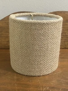 beige Sackleinen europäischer Trommel Stil Kronleuchter Mini Lampenschirm Natur Sackleinen Fabri - Bild 1 von 7