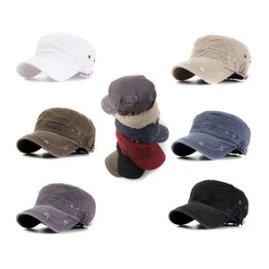 Unisex Hombre Mujer Informal Descolorida Lavada Ejército Militar Gorra Cadete Soldado Sombreros - Imagen 1 de 12