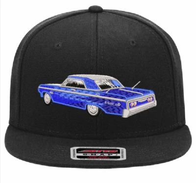 Sombrero Lowrider Flat Bill negro 1964 Impala Lowrider Foto 1 de 4
