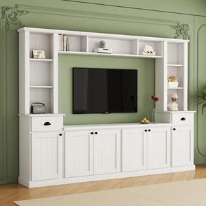 Minimalist Entertainment Wall Unit Set with Bridge Ample Storage Space and Adjus - Picture 1 of 7