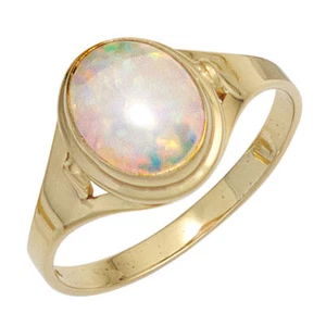 Anello Donna Con Opale Ovale , 333 Oro Opalring Anello Oro Anello - Picture 1 of 1