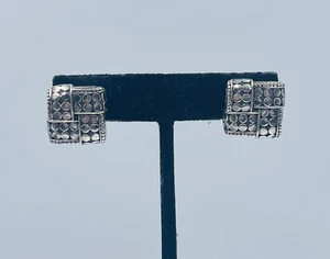 John Hardy Sterling Silver Square Woven Dot Omega Back Earrings - Picture 1 of 7