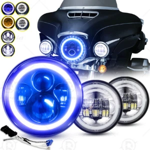 For Harley Davidson Heritage Softail Classic 7" LED Headlight & Passing Lights - Picture 1 of 24