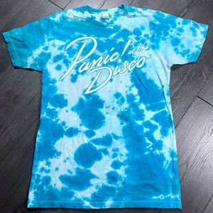 Panic At The Disco Tshirt Womens Medium Blue White Short Sleeve Tie Dye Retro - Picture 1 of 4