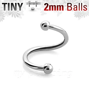 1 Stk. 16 g 2 mm Kugel Chirurgenstahl Spirale Lippe Labret Tragus Knorpel Ohrring - Bild 1 von 2