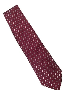 Vintage 90s Ralph Lauren 100% Silk Neck Tie Red Burgandy Yellow Details USA - Picture 1 of 2