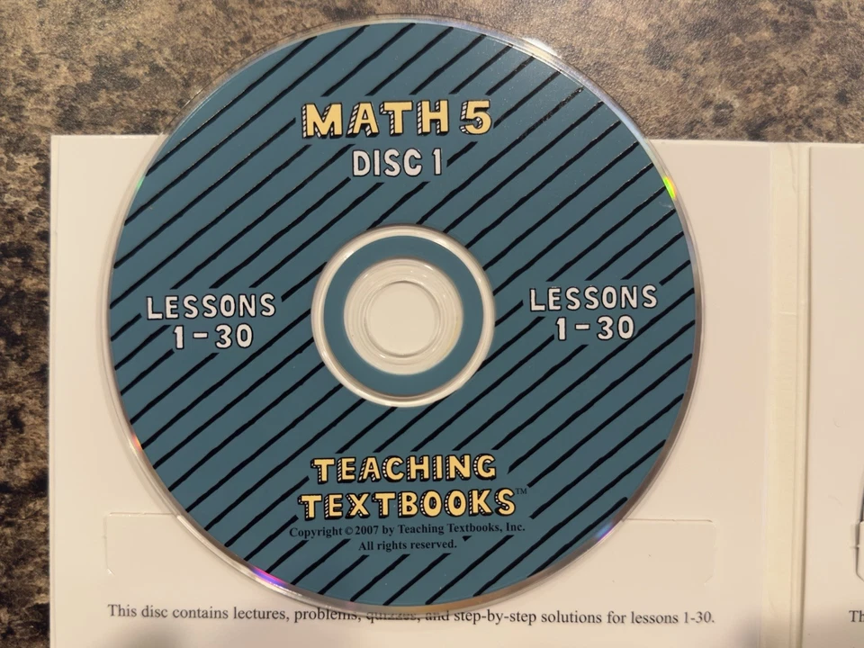  Teaching Textbooks Math 5, replacement disc 1 , 2nd edition  - Image 1 of 1