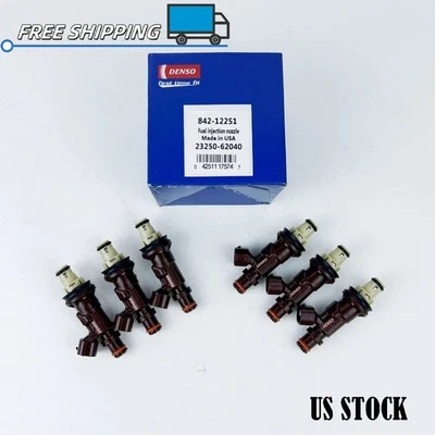 23209-62040 Set of 6 Fits Toyota 4Runner Tundra Tacoma 3.4L Fuel Injector - Imagem 1 de 4