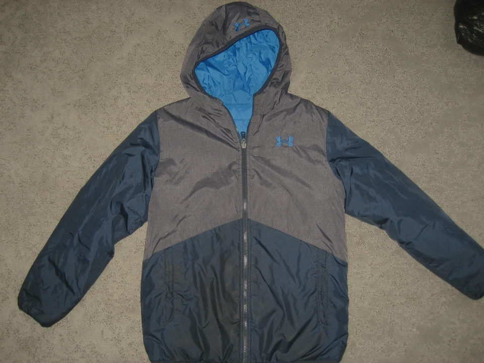 Niños Under Armour Ropa Exterior Con Capucha Invierno Abrigo Chaqueta Azul Gris 14-16 Foto 1 de 1