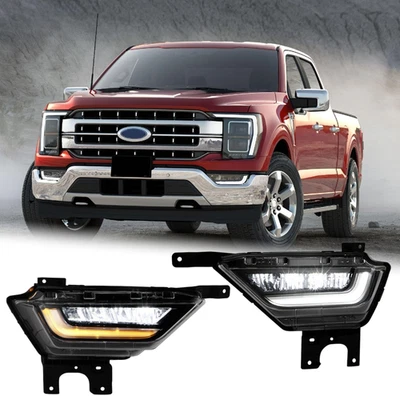 LED Fog Lights Bumper DRL Amber Turn Signal For 2021-2023 Ford F150 F-150 - Image 1 of 4