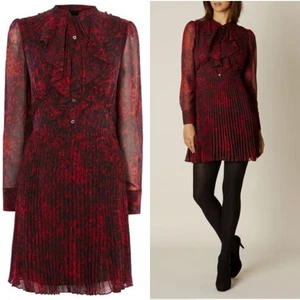 Karen Millen Hemdkleid Leopardenmuster Rüschen vorne neu mit Etikett Größe 10 380 $ - Bild 1 von 10