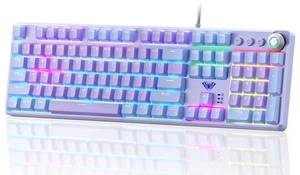 Keyboard, F2088 Pro 108 Keys Purple Mechanical Red Switches Keyboard with RGB... - Picture 1 of 9