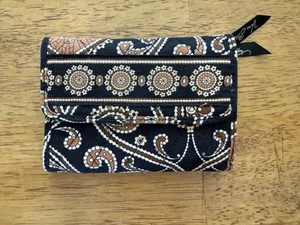Vera Bradley Caffe Latte RETIRED Snap Wallet Compact Brown Black - Picture 1 of 15