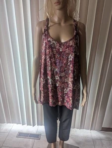 Neu mit Etikett Maurice's 2X geblümte Tanktop-Tunika geknotete Träger - Bild 1 von 6
