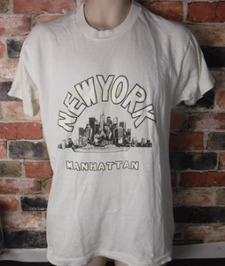 VINTAGE 1980'S NEW YORK MANHATTAN T SHIRT SIZE L MADE IN USA L@@K - Picture 1 of 3
