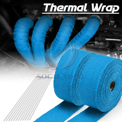 Cinta térmica de aislamiento de cabezal colector envolvente térmica de escape azul de 2 rollos x 2" 50 pies Foto 1 de 4