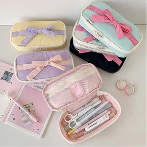 Pencil Pouch Bowknot Bag Desktop Storage Bag Pencil Case Student Stationery Bag- - Picture 1 of 18