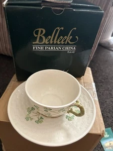 Belleeks handgefertigt in Irland nie benutzt Teetasse und Untertasse - Bild 1 von 15