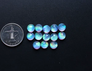 Pietra preziosa opale oceano aurora opale doppio taglio rosa sfaccettato rotondo sciolto cabochon8 mm - Foto 1 di 6