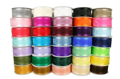 1-1/2" Organza SATIN EDGE Sheer Ribbon 100% nylon Choose Color & Yards Amount - Image 1 of 2
