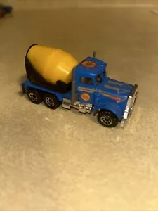 Matchbox Peterbilt 1981 Cement Truck Concrete Mixer Blue Yellow VGUC C133A - Picture 1 of 5