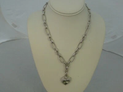 JUDITH RIPKA STERLING SILVER 2 HEART PENDANT CHAIN LINK NECKLACE - Imagem 1 de 4