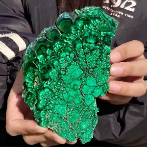 431G Rare Natural malachite slice quartz crystal luster mineral specimen - Picture 1 of 12