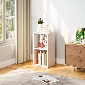 Tall Narrow Bookshelf, 2-Tier Cube Display Rack, Modern Corner Bookshelf - Picture 1 of 3