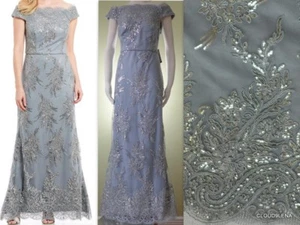 NWT IGNITE EVENINGS NY Sequin corded lace Soutache off-shoulder Dress Gown Sz.10 - Picture 1 of 12