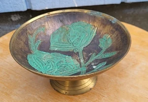 Vintage Messing geschnitzt Blumen Schale j1 - Bild 1 von 4