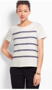Ann Taylor – Medium (8-10) Cream & Blue Nautical Rope Stripe Knit Tee $69 (3) - Picture 1 of 5
